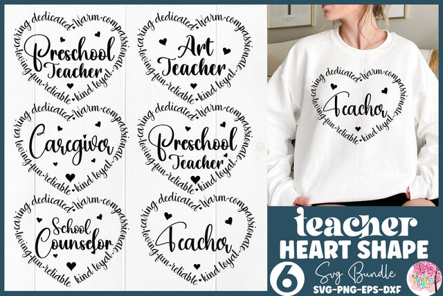 Teacher Heart Shape SVG Bundle SVG DESIGNS DARK 