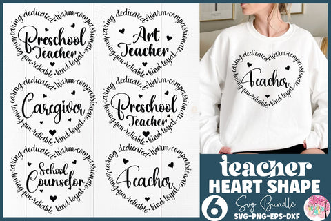 Teacher Heart Shape SVG Bundle SVG DESIGNS DARK 