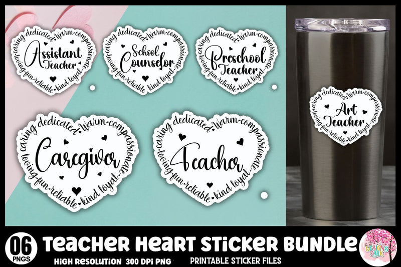 Teacher Heart Sticker Bundle SVG DESIGNS DARK 