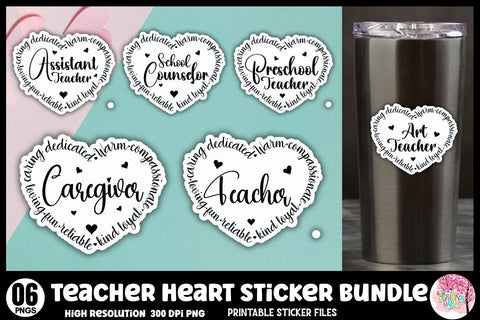Teacher Heart Sticker Bundle SVG DESIGNS DARK 