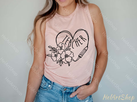 Teacher Heart svg, Teacher Shirt Svg SVG _HelArtShop_ 