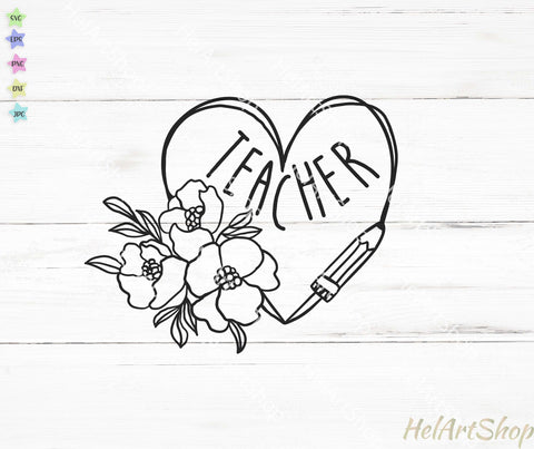 Teacher Heart svg, Teacher Shirt Svg SVG _HelArtShop_ 