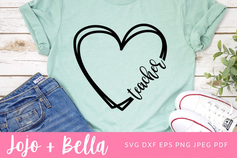 Teacher Heart, Teacher Appreciation SVG Files, Instant Download, Cricut Cut Files, Silhouette Cut Files, Download, Print Svg Files SVG Jojo&Bella 