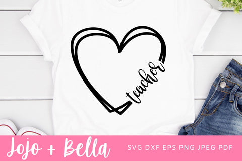Teacher Heart, Teacher Appreciation SVG Files, Instant Download, Cricut Cut Files, Silhouette Cut Files, Download, Print Svg Files SVG Jojo&Bella 