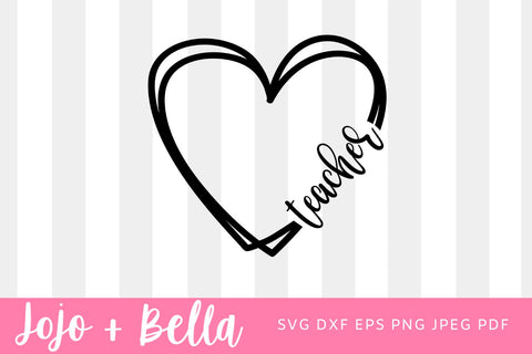 Teacher Heart, Teacher Appreciation SVG Files, Instant Download, Cricut Cut Files, Silhouette Cut Files, Download, Print Svg Files SVG Jojo&Bella 
