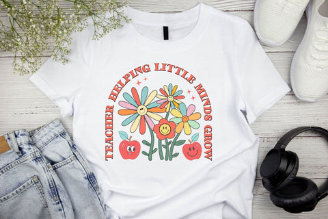 Teacher Helping Little Minds Grow PNG Design Sublimation Rupkotha 