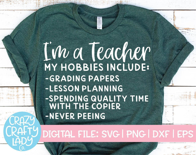 Teacher Hobbies | School SVG Cut File SVG Crazy Crafty Lady Co. 