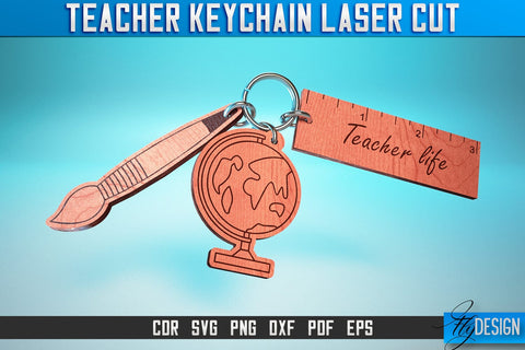 Teacher Keychain Laser Cut SVG | Teacher Laser Cut SVG Design | CNC Files SVG Fly Design 