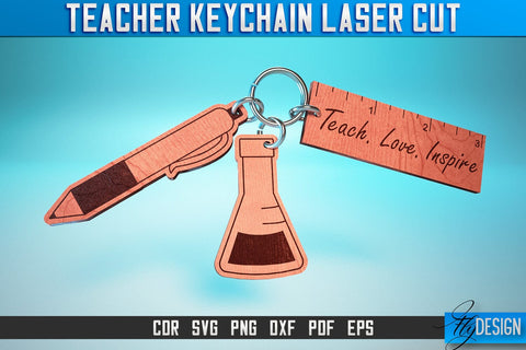 Teacher Keychain Laser Cut SVG | Teacher Laser Cut SVG Design | CNC Files SVG Fly Design 