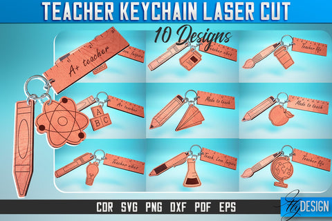 Teacher Keychain Laser Cut SVG | Teacher Laser Cut SVG Design | CNC Files SVG Fly Design 