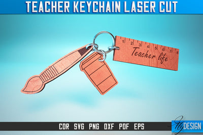 Teacher Keychain Laser Cut SVG | Teacher Laser Cut SVG Design | CNC Files SVG Fly Design 