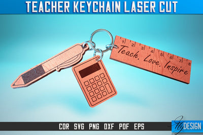 Teacher Keychain Laser Cut SVG | Teacher Laser Cut SVG Design | CNC Files SVG Fly Design 