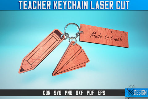 Teacher Keychain Laser Cut SVG | Teacher Laser Cut SVG Design | CNC Files SVG Fly Design 