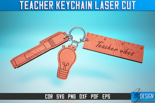 Teacher Keychain Laser Cut SVG | Teacher Laser Cut SVG Design | CNC Files SVG Fly Design 