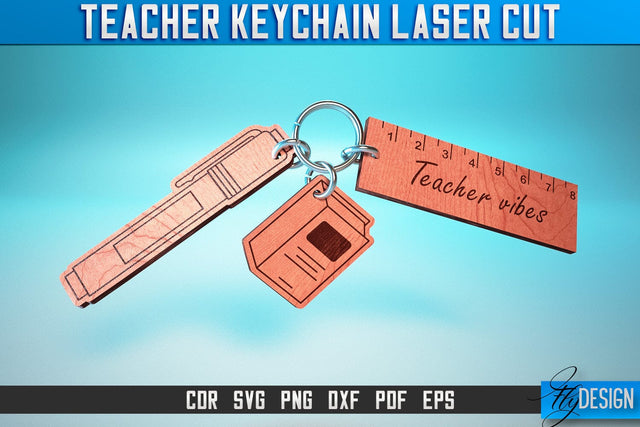 Teacher Keychain Laser Cut SVG | Teacher Laser Cut SVG Design | CNC Files SVG Fly Design 