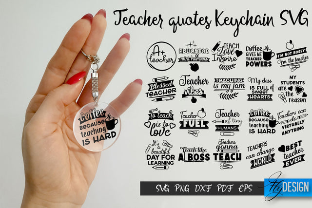 Teacher Keychain Patters SVG. Acrylic Keychain Bundle SVG. SVG Fly Design 