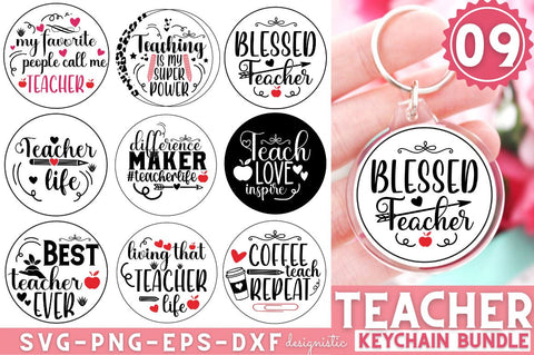 Teacher Keychain SVG Bundle, Mama Keychain SVG SVG DESIGNISTIC 