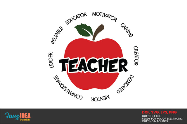 Teacher Leader Reliable Educator Motivator Creator Svg Design Instant Download SVG Fauz 