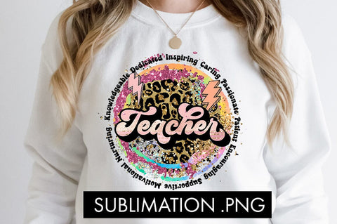 Teacher Leopard Splash Glitter PNG Sublimation Sublimation Freeling Design House 