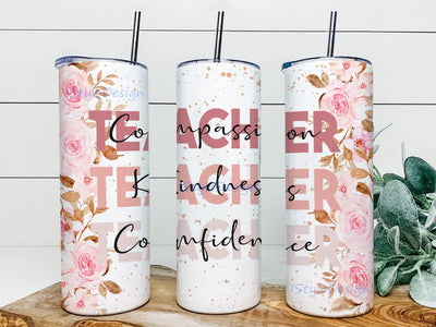 Teacher Life 20oz Skinny Tumbler, Teacher Floral Tumbler Png, Teacher Love Design Png, Teacher Day Gift, Digital Download Sublimation iStyleDesign 