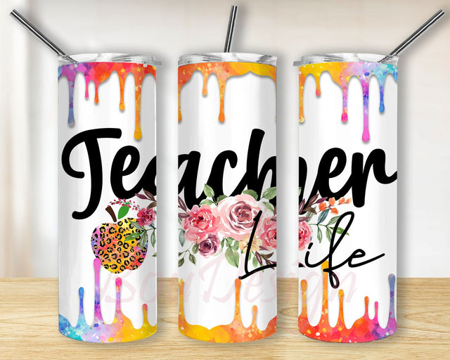 Teacher Life Designs for Sublimation Printing, PNG Files 20 oz Skinny Tumbler Templates Sublimation Sublimation BouDesign 