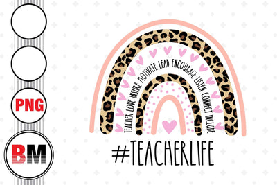 Teacher Life Rainbow Leopard PNG Files Sublimation BMDesign 