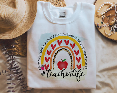 Teacher Life Rainbow PNG, Teacher Design For Sublimation Sublimation HappyDesignStudio 