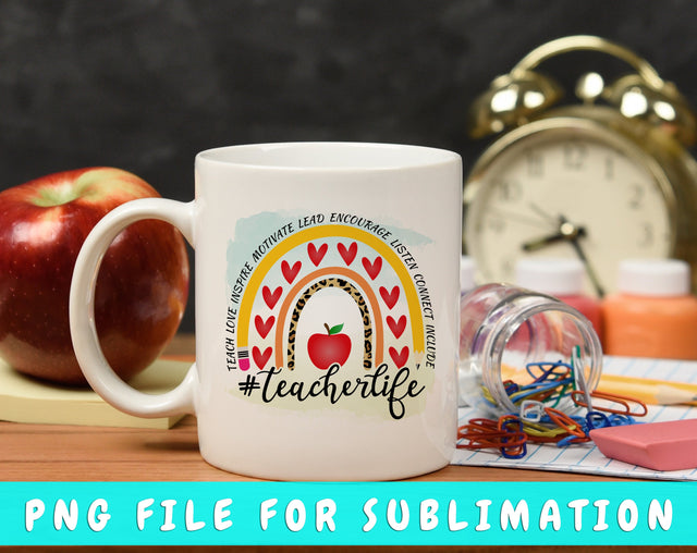 Teacher Life Rainbow PNG, Teacher Design For Sublimation Sublimation HappyDesignStudio 