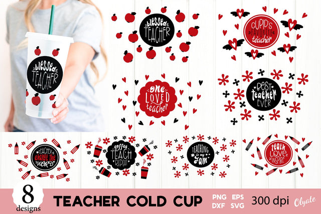 Teacher Life, Teacher Quotes Cold Cup Bundle. Venti Cold Cup SVG Olga Terlyanskaya 