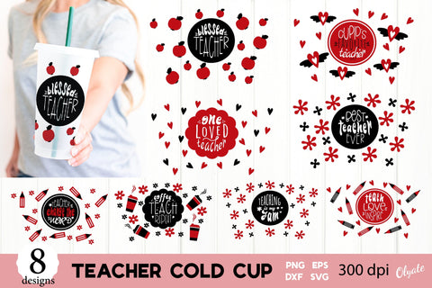 Teacher Life, Teacher Quotes Cold Cup Bundle. Venti Cold Cup SVG Olga Terlyanskaya 