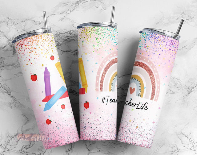 Teacher life Tumbler Design Downloads, 20 oz skinny tumbler Png, Teacher Leopard Tumbler Design, Teacher's Day PNG Sublimation CaldwellArt 
