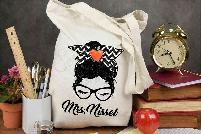 Teacher Messy Bun - Black Hair - PNG - Sublimation Sublimation Serendipity and Art 