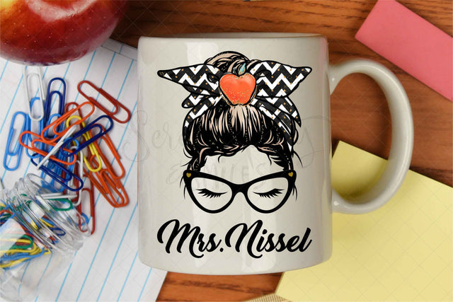 Teacher - Messy Bun - Blonde - PNG - Sublimation Sublimation Serendipity and Art 