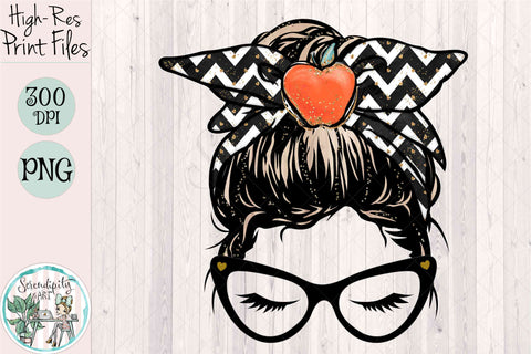 Teacher - Messy Bun - Blonde - PNG - Sublimation Sublimation Serendipity and Art 