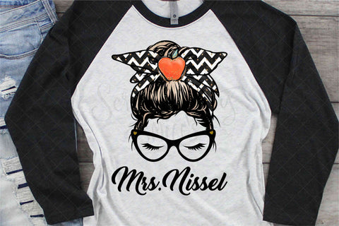 Teacher - Messy Bun - Blonde - PNG - Sublimation Sublimation Serendipity and Art 
