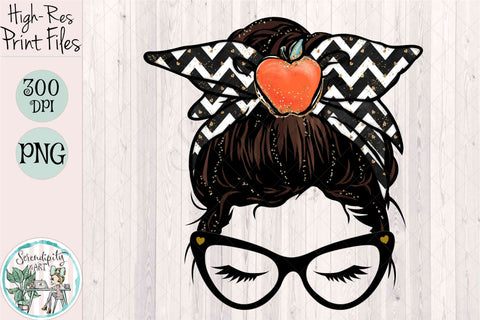 Teacher Messy Bun - Brown Hair - PNG - Sublimation Sublimation Serendipity and Art 