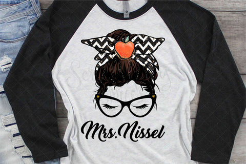 Teacher Messy Bun - Brown Hair - PNG - Sublimation Sublimation Serendipity and Art 