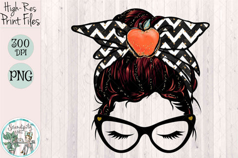 Teacher Messy Bun - Red Hair - PNG - Sublimation Sublimation Serendipity and Art 