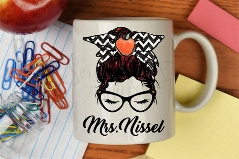 Teacher Messy Bun - Red Hair - PNG - Sublimation Sublimation Serendipity and Art 