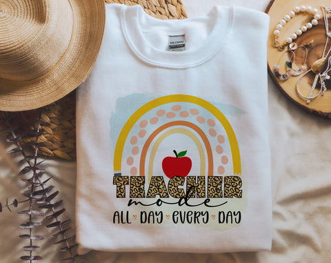 Teacher Mode All Day Every Day PNG, Teacher Design For Sublimation Sublimation HappyDesignStudio 