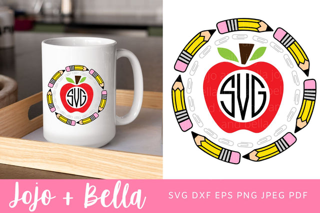 Teacher Monogram Svg, Teacher Badge Svg, Teacher Gift Svg, Back to School Svg, School Svg, Png, Svg Designs For Cricut, Sublimation Designs SVG Jojo&Bella 