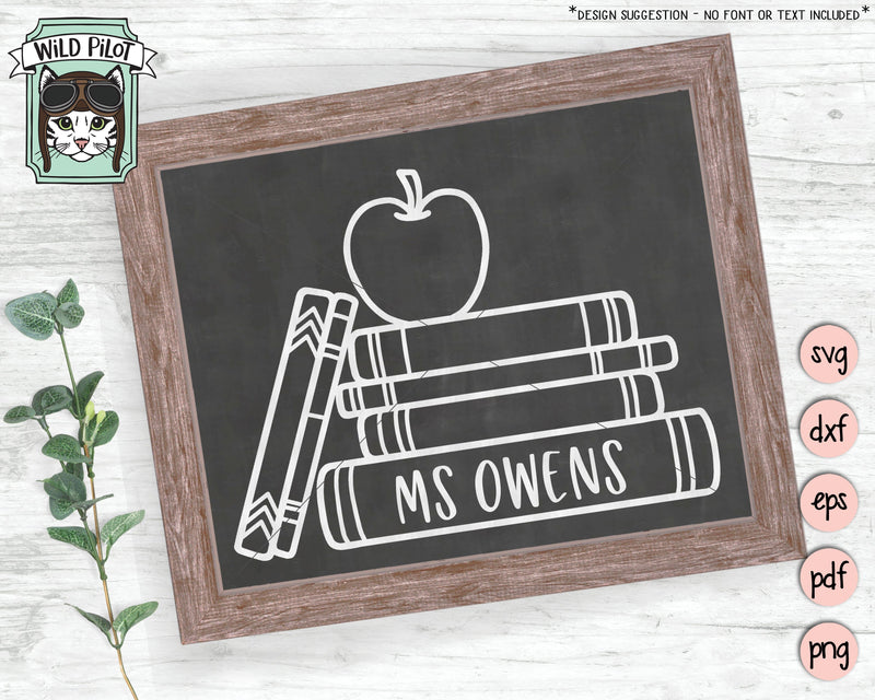 Teacher Monogram Sign SVG Cut File - So Fontsy