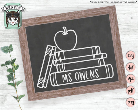 Teacher Monogram SVG, Teacher Sign SVG File, Teacher SVG, Teacher Cut File, Books SVG File, Flower Books SVG, Floral Books SVG, Books Apple SVG SVG Wild Pilot 