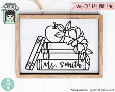 Teacher Monogram Sign SVG Cut File - So Fontsy