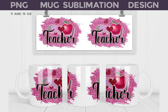 Teacher Mug Valentines Day Sublimation WatercolorColorDream 