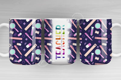 Teacher Mug Wrap PNG, Add Teacher Name, Teacher Sublimation Mug Wrap, Sunflower Design, Teacher Gifts, 11 & 15 Oz Mug Sublimation Wrap Sublimation Syre Digital Creations 