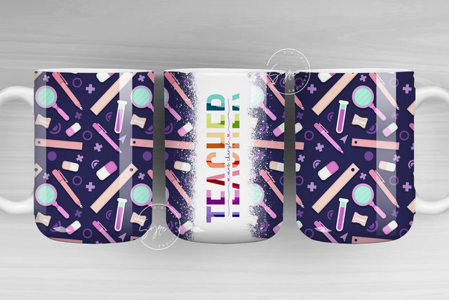 Teacher Mug Wrap PNG, Add Teacher Name, Teacher Sublimation Mug Wrap, Sunflower Design, Teacher Gifts, 11 & 15 Oz Mug Sublimation Wrap Sublimation Syre Digital Creations 