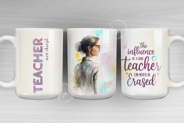 Teacher Mug Wrap PNG, Add Teacher Name, Teachers Life, Teacher Appreciation, Teacher Gifts, Teacher Sublimation Mug, 11 & 15 Oz Mug Wrap Sublimation Syre Digital Creations 