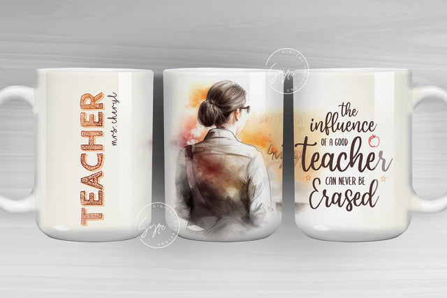 Teacher Mug Wrap PNG, Add Teacher Name, Teachers Life, Teacher Appreciation, Teacher Gifts, Teacher Sublimation Mug, 11 & 15 Oz Mug Wrap Sublimation Syre Digital Creations 