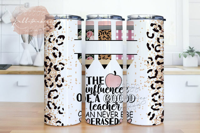 Teacher Name 20oz Skinny Tumbler Sublimation Designs, Teacher Leopard Tumbler Design for Straight & Tapered Tumblers Sublimation Rabbitmakies 
